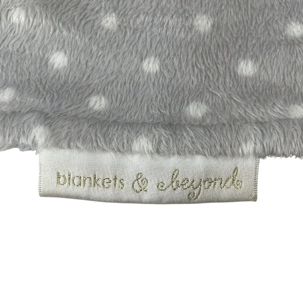 Blankets‎ & Beyond Teddy Bear Grey White Polka Dot Lovey Blanket Pacifier Holder